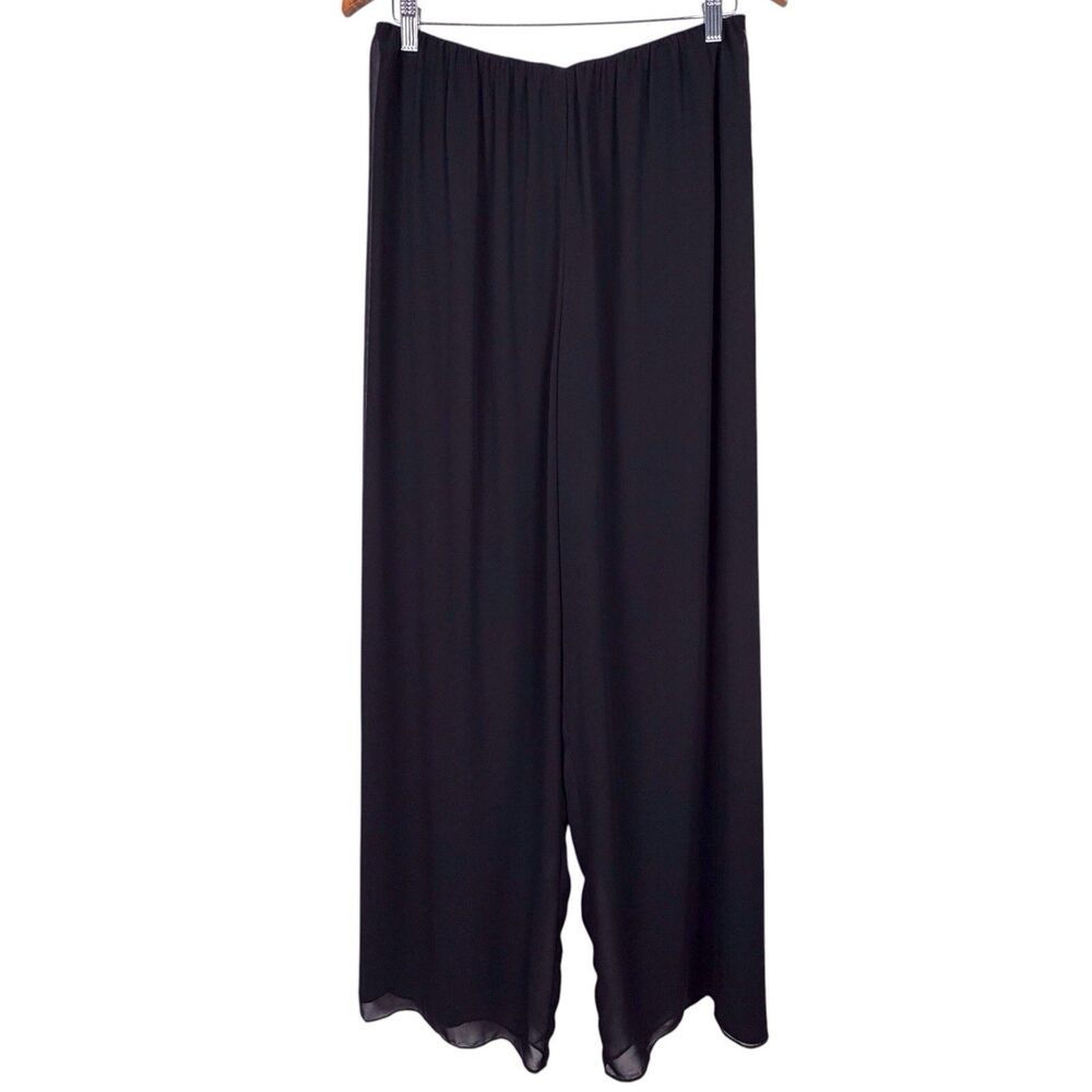 NWT Alex Evenings Silky Chiffon High Waist Straight Leg Pants Black Size XL